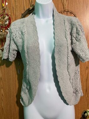 Light Gray Open-Front Knit Women's Cardigan Sweater shrug no tag